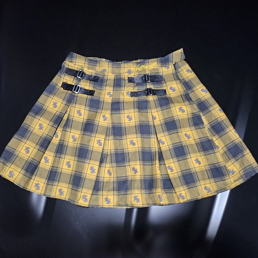 Harry Potter Hufflepuff Plaid Pleated Skirt